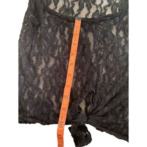 Voice Cropped Semi Sheer Lace Tank TopWide Strap Floral Sexy Rave Party - Picture 7 of 9